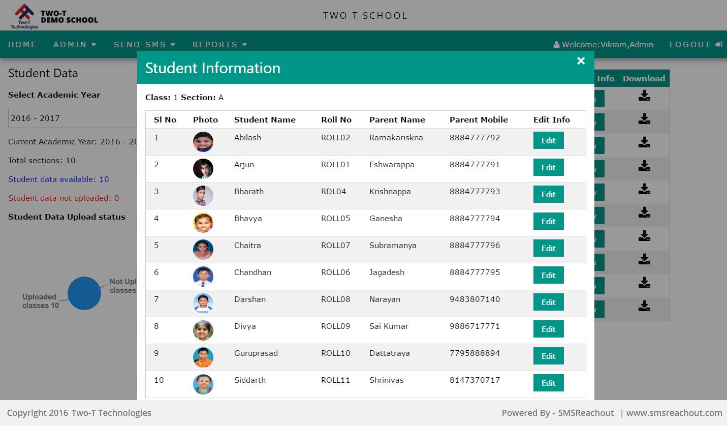 School SMS & Attendance Registers Student Database